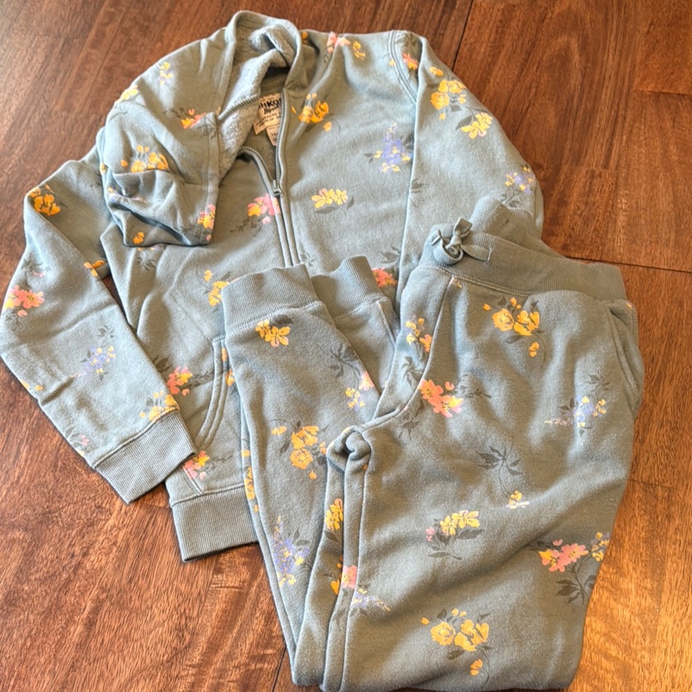 Floral Print Hoodie and Jogger Set